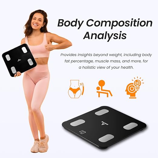 Scale for Body Weight, Accurate Weight Scale with LCD Display, Capacity upto 400 lbs, Smart BMI Scale, High Accuracy Digital Bathroom Scale, 18 Body Composition Analyzer Sync with Fitness App