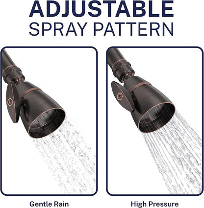 HammerHead Showers® SOLID METAL 2 Inch High Pressure Shower Heads OIL RUBBED BRONZE – California Compliant 1.75 GPM Low Flow Rate High Flow Shower Head with ADJUSTABLE SPRAY PATTERN Fixed Shower Head