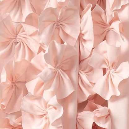 Lush Decor Riley Light Filtering Window Curtain Panel, Single 54" W x 63" L, Blush - Cute Pink Curtains for Bedroom - Bow Decor - Coquette Curtains for Windows