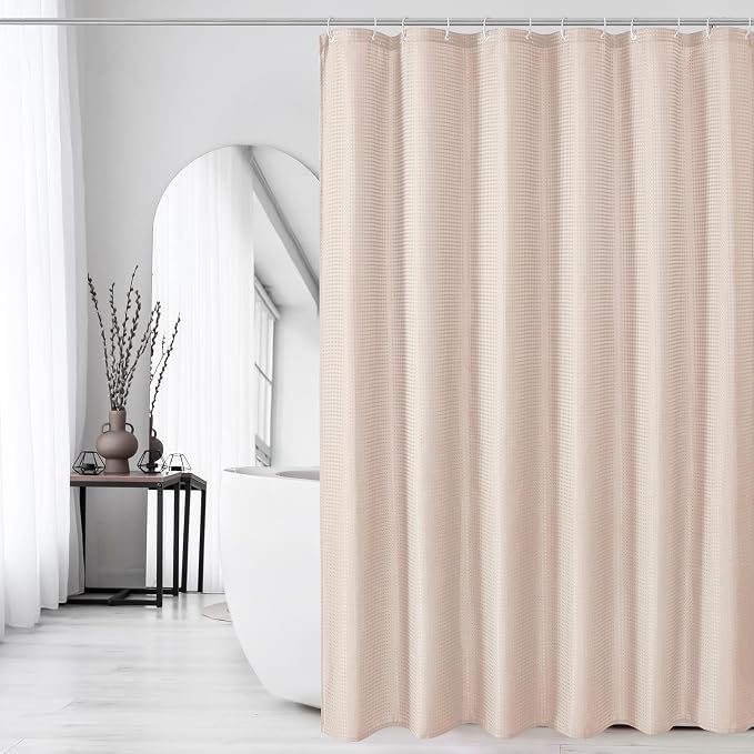 Blush Pink Fabric Shower Curtain, 72 X 72 | Cloth-Textured Shower Curtain for Bathroom - Soft Cloth & Hotel Spa Luxury, Water Repellent, Machine Washable