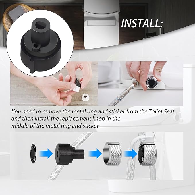 Replacement Knob(1PCS) Compatible with Brondell Bidet Toilet Seat Non-Electric Bidet(For the center plastic section only) - Black