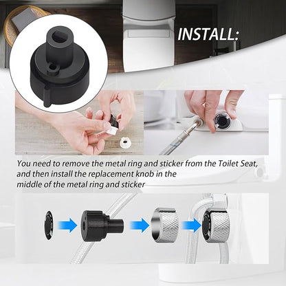 Replacement Knob(1PCS) Compatible with Brondell Bidet Toilet Seat Non-Electric Bidet(For the center plastic section only) - Black