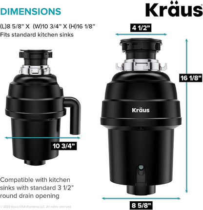 Kraus KWU110-32-100-100MB, Kore Workstation 32-inch Undermount 16 Gauge Single Bowl Stainless Steel Kitchen Sink with WasteGuard 1 HP Continuous Feed Garbage Disposal