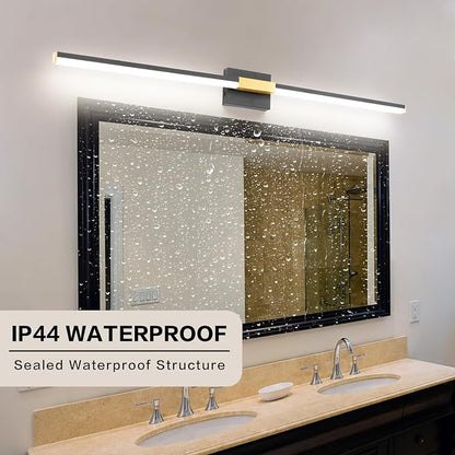 SOLFART Bathroom Lighting Fixtures Over Mirror 48 Inch: Black and Gold Dimmable Vanity Light, Built-in Dimmer, Thickened Aluminum Body, 360 Degree Rotation, ETL IP44