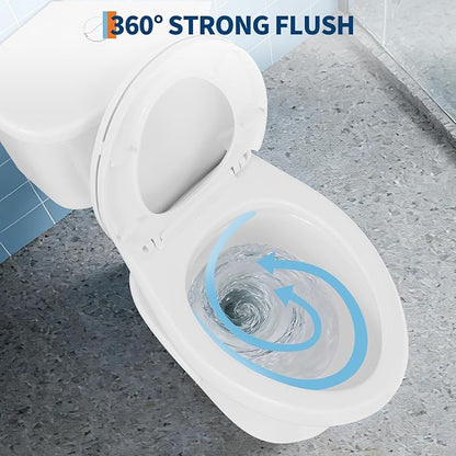 Two Piece Toilet with 19" ADA Height, Elongated Ceramic Bowl and Locking PP Lid -Dual Flush, CUPC Certified, Water Efficient