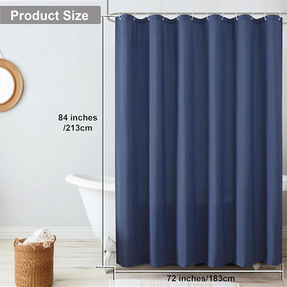 OVZME Zora 84 Inch Shower Curtain Set with 12 Plastic Hooks, Plain Fabric Shower Curtain for Bathroom - Extra Long Shower Curtain, Water Resistance, Machine Washable Soft Cloth, 72WX84L, Dusty Blue