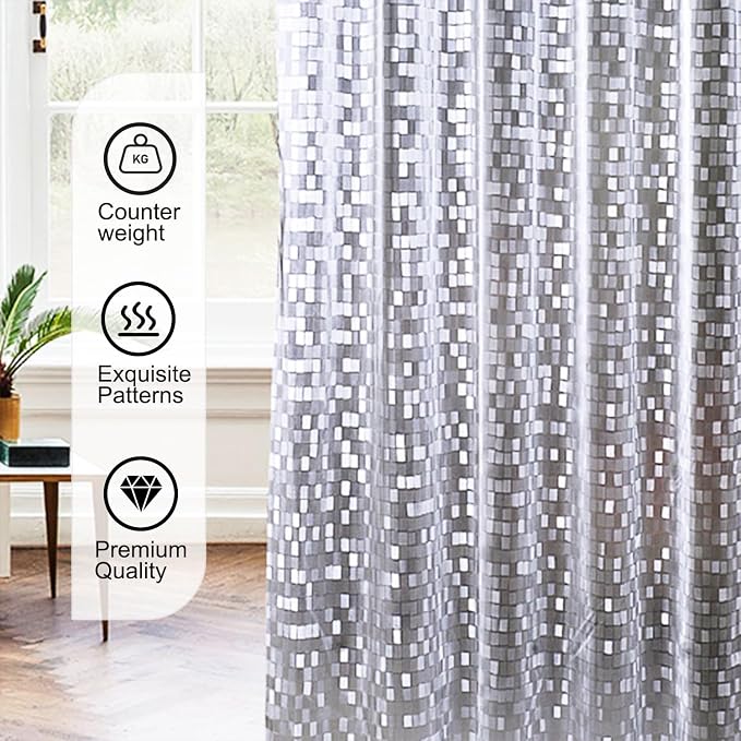 TIKABC Shower Curtain Liner, 4G PEVA Shower Liner, Plastic Peva Waterproof Shower Curtains, 72x72 inch with Grommet Holes 3 Magnetic Weights
