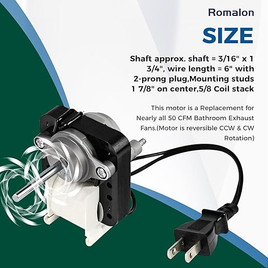 Wuzeautk Universal SM550 Bathroom Exhaust Vent Fan Motor Replacement Electric Motor Kit Fit for Nu-Tone B-roan |120V|3000 RPM|50 CFM| Replaces C65878, VFM100, C01575, 65100, EM550, EM750