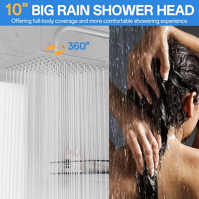 High Pressure Rain Shower Head Combo: Upgrade Dual Shower Head,10" Fixed Rainfall Showerhead,7 Spray Handheld Shower Heads,Adjustable Bar(Up to 13.4"),71" Hose,Tall People Friendly,Chrome
