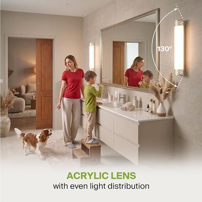 ASD 24 Inch LED Bathroom Vanity Light, 5CCT 2700K-5000K 25W, Dimmable Bathroom Light Fixtures, Modern Vanity Lights for Bathroom Lighting Fixtures Over Mirror, Wall Light Bar, Brushed Nickel, ETL