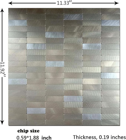 XUANINY Peel and Stick Tile Backsplash Self- Adhesive Wall Tiles Aluminum Mosaic Sticker for Kitchen (11.33"x11.92" Per Sheet, Pack of 8 pcs) (Frosted Champagne+Frosted Silver 8)