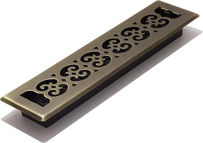 Decor Grates SPH214-A Scroll Design Floor Register, 2x14 Inches, Antique Brass Finish