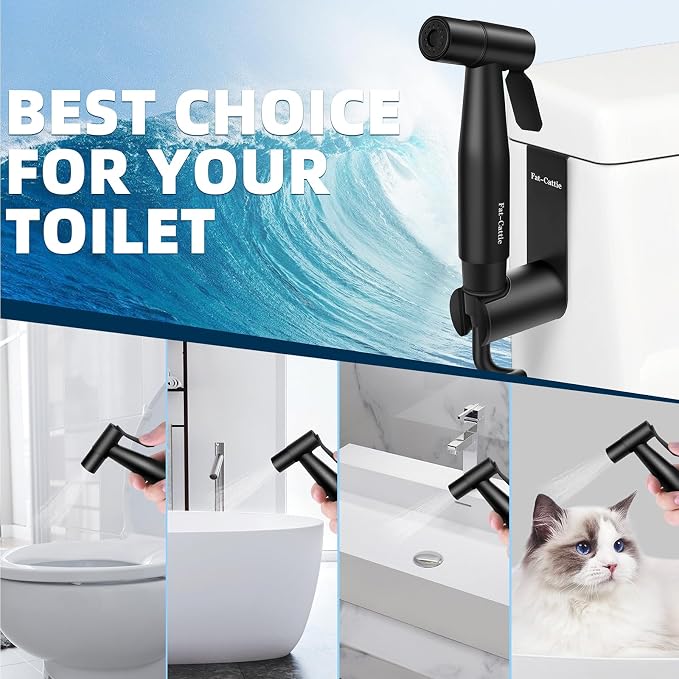 Stainless Steel Toilet Bidet Sprayer Head,Black | for Toilet,personal hygiene cleaning, bathroom cleaning, pet bathing,G1/2 interface.