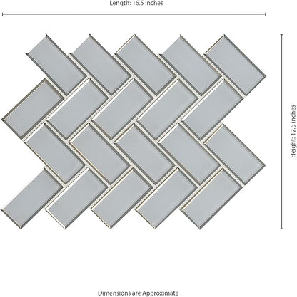 MSI Ice Bevel Herringbone 11 in. x 14 in. Glossy Glass Tile for Kitchen Backsplash, Wall for Bathroom, Accent, and Shower Wall Tile Mesh-Mounted Mosaic