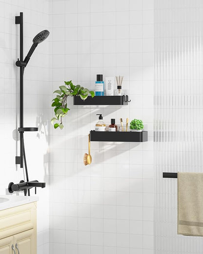 Kitsure Shower Caddy Adhesive, Stylish Shower Organizer, X-Large, Black | 2 Pack Shower Shelf for Inside Shower, 100% Rustproof Metal Shelves, No-Drill Bathroom Organizers and Storage