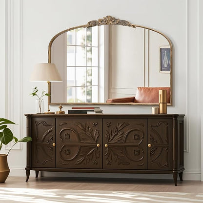 Micasso Large Vintage Gold Mirror: 48"x33" Baroque Antique Wall Mirror | Traditional Ornate French Decorative Arched Mirror for Bedroom/Bathroom/Fireplace/Entryway/Hallway/Living Room/Dining Room