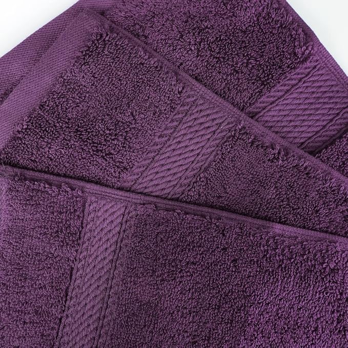 Superior Egyptian Cotton Plush & Absorbent, Face Towel Set of 6, Plum | Quick Dry, Soft Luxury Towel Set, Bath Essentials for Bathroom, Guest Bath, Spa, 2 Piece Face, Madeline Towels
