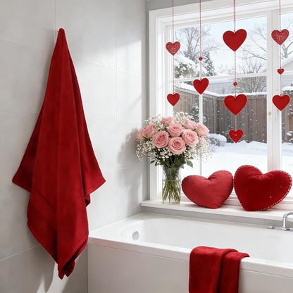 COZYART Bath Towel Set 6 PCS, Luxury Cherry Red 100% Turkish Cotton 650GSM | Soft Absorbent Quick Dry, OEKO‑Tex 100 Cert. Zero Twist Ring Spun Cotton, Plush Fluffy, Breathable Hotel Quality Towels Set
