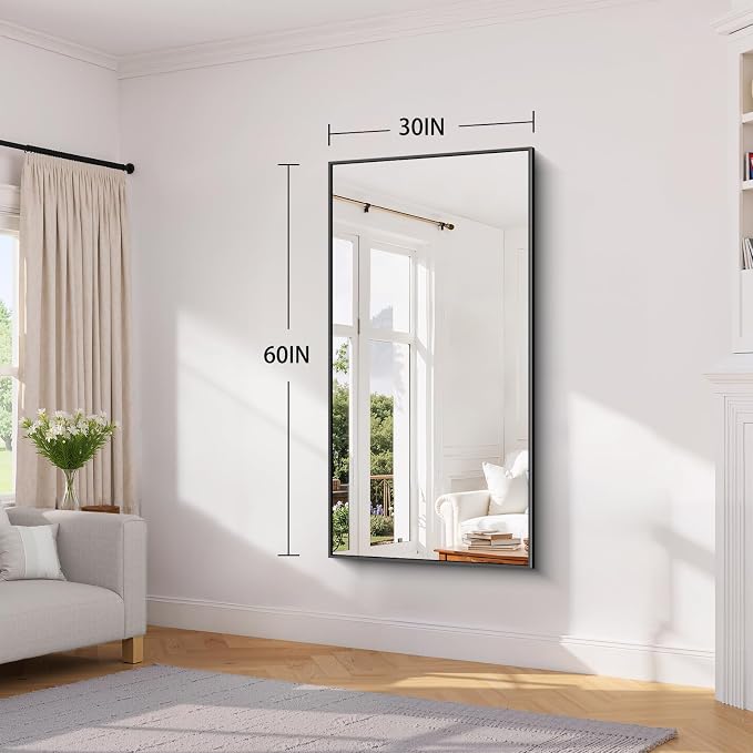 Koonmi Black Bathroom Mirror for Over Sink,Metal Framed 30"x60" Wall Mirror