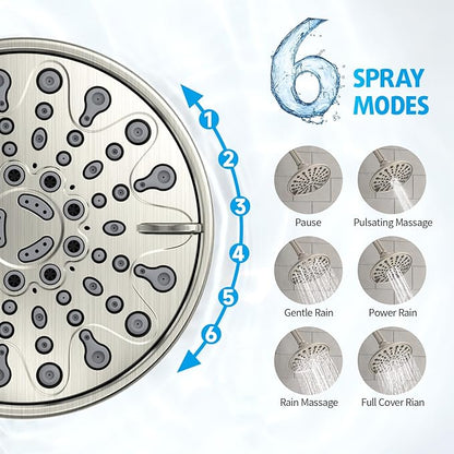 Brushed Nickel Shower Faucet Set, EMBATHER Shower Fixtures with 6 Inch Rainfall Shower Head, Single Handle Control Shower Valve and Trim Kit