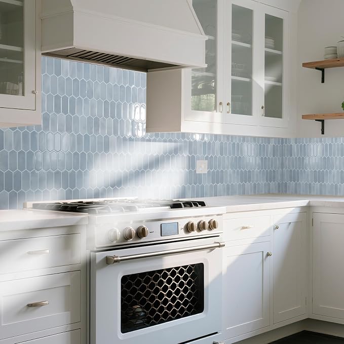 Art3d 10-Sheet Heavy-Duty Peel and Stick Backsplash, Self-Adhesive Vinyl Wall Tiles for Kitchen Countertop Bathroom, Light Blue (Pack of 2)