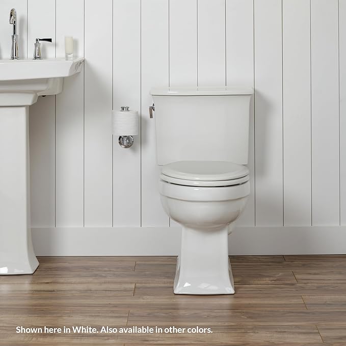 Mayfair Cameron Biscuit Toilet Seat, Non Slip Heavy Duty Wood, Easy Clean, Made in USA, Round (Pack of 2)