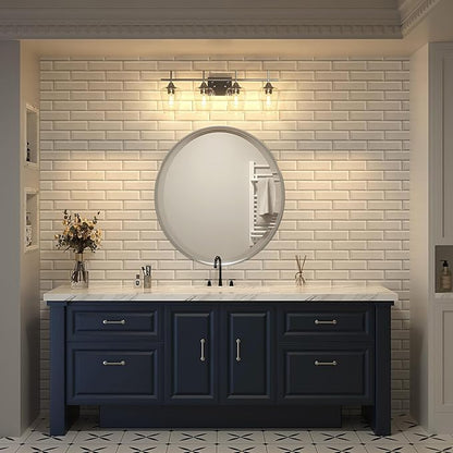 VONLUCE Bathroom Vanity Light, 4 Light Bathroom Light Fixture Over Mirror, Bathroom Wall Lamp with Clear Glass, Modern Vanity Lighting for Bathroom, Bedroom, Hallway, Brushed Nickel, ETL Certificated