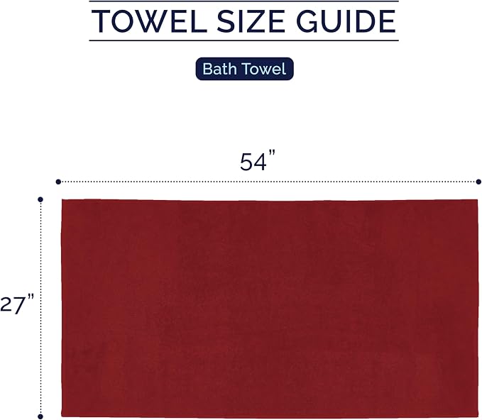 Elegant Comfort Premium Turkish Cotton 2 Pack Bath Towel Set - 27 x 54 inch, Luxurious Hotel Spa Quality 100% Turkish Cotton 2PC Bath Towel Set - Highly Absorbent - Soft Bathroom Towels, Burgundy