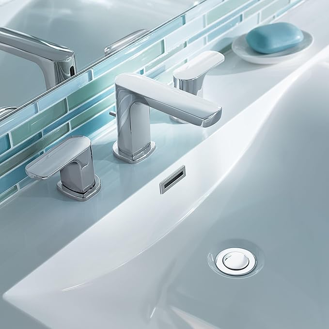 Moen Rizon Chrome Two-Handle Widespread Bathroom Faucet, Valve Required, T6920