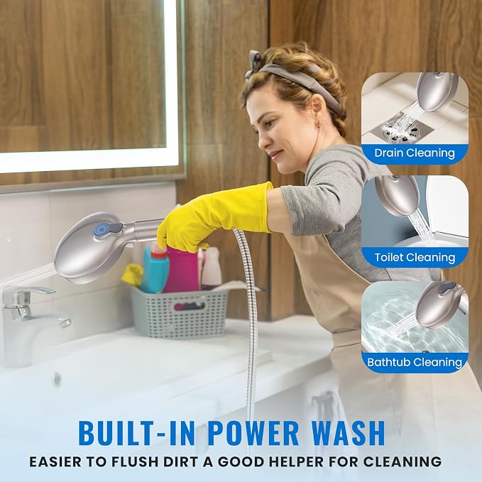 Filtered Shower Head with Handheld, High Pressure 9-Spray Modes Detachable Shower Head with Filter for Hard Water-Remove Chlorine & Impurities, 2 Filters, Brushed Nickel