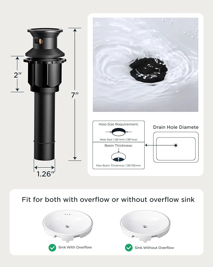 FORIOUS Matte Black 3 Hole Brass Vintage Farmhouse Bathroom Faucet, 8 Inch Widespread Bathroom Faucets 2 Cross Handles with Metal Pop Up Drain and Supply Hoses, for RV Vanity