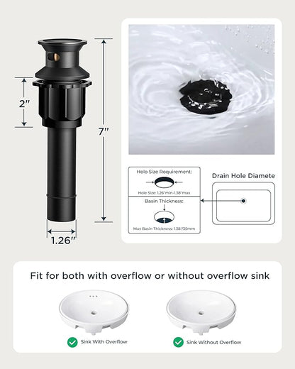 FORIOUS Matte Black 3 Hole Brass Vintage Farmhouse Bathroom Faucet, 8 Inch Widespread Bathroom Faucets 2 Cross Handles with Metal Pop Up Drain and Supply Hoses, for RV Vanity