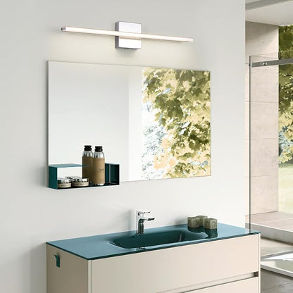 Chrome Vanity Lights for Bathroom 5CCT Dimmable Bathroom Lighting Fixtures Over Mirror Adjustable Lighting Angle Wall Light Fixtures 23.6 inch Long 18W LED Bar Light