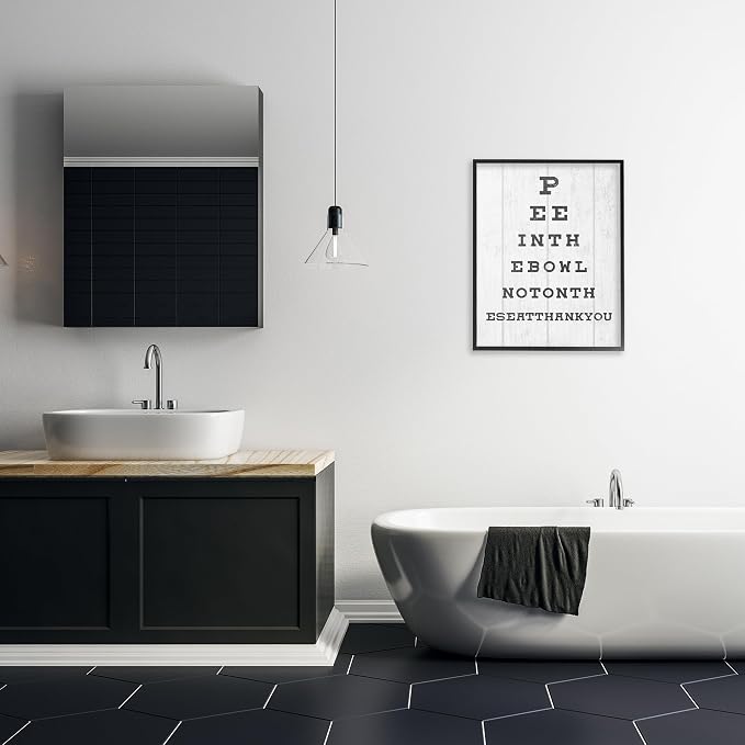 Humor Bathroom Eye Chart, 24 x 30 Inch Framed Giclée Print | Stupell Industries · By Lil' Rue · Ready to hang · Easy gift for bath or laundry · Made in USA
