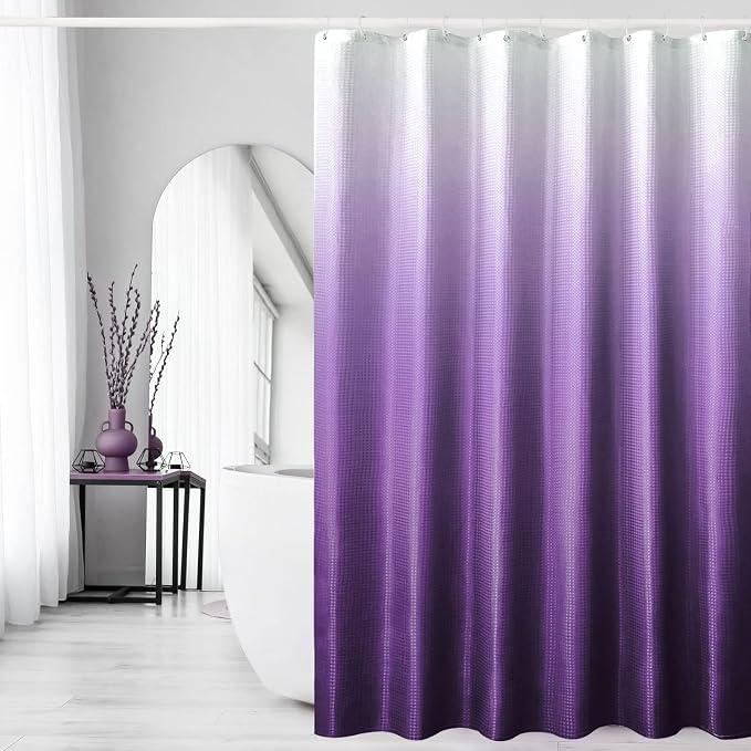 Purple Ombre Fabric Shower Curtain for Bath Decor, 72 x 72 | Ombre Fabric Shower Curtain, Purple Bathroom Decor Accessories Set, Water Repellent and Machine Washable