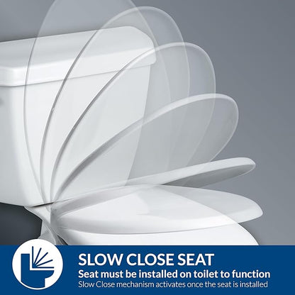 Bemis 730SLEC Slow Close Toilet Seat, Easy Clean Hinges and Durable Plastic Seat, Made in USA, Round, White