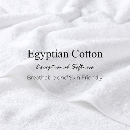 SUPERIOR Egyptian Cotton Bath Towel Set, Home Bathroom Towels, Master, Guest Bath, Decor Essentials, Quick Dry, Absorbent, Large Body Towels, Spa, Hotel, Resort, Adult, Kids, Set of 2, White