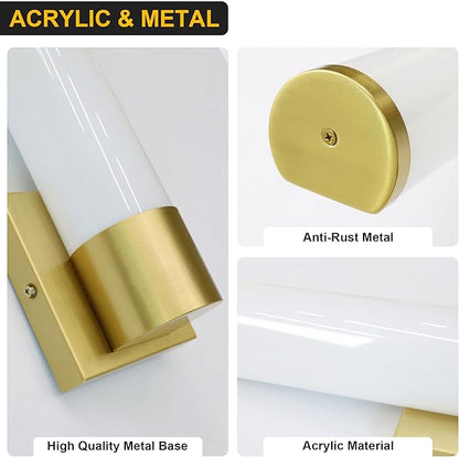 Kalium 14in Modern Wall Sconces, Dimmable Bathroom Vanity Lights,3000K Warm White LED Indoor Sconces Lighting for Bathroom, Stairs, Living Room, Bedroom. Hardwired.