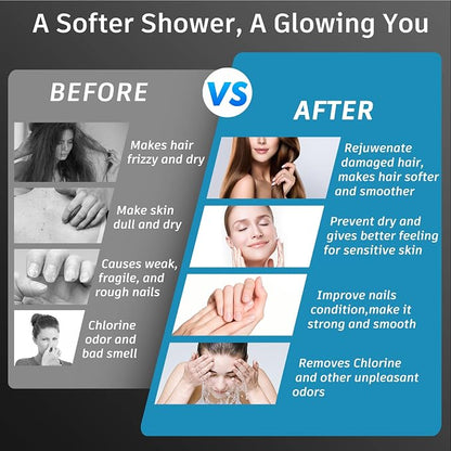FEELSO Filtered Shower Head, High Pressure Shower Head with Filters | One-Click Filter Change Design, 6 Spray Rain Showerhead for hard water, Remove Chlorine, Improves Skin & Hair