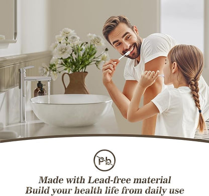 Chrome 1 Hole Tall Bathroom Vessel Sink Faucet, Single Hole Single Handle High Bathroom Faucet, with Pop Up Drain and Water Supply Line,FH01-C-V