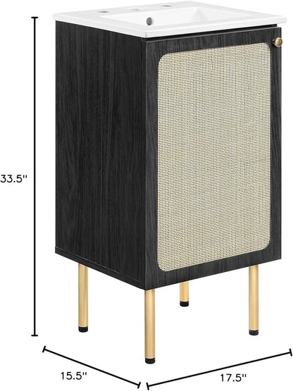 Modway EEI-6691-BLK-WHI Chaucer 18" Bathroom Vanity, Black White