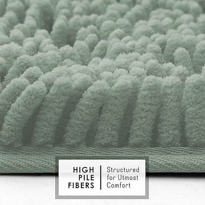 Hearth & Harbor Bathroom Rugs, Chenille Bath Mat - Machine Washable Bath Mats for Bathroom Non-Slip Backing Rubber, Quick Dry Bathroom Mat, 20 x 32 - Ice Green