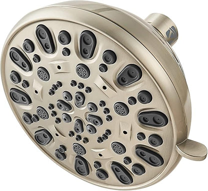 High Pressure Shower Head VMASSTONE 4.7" Rain Fixed Showerhead 7-Spray Setting with Adjustable Brass Swivel Ball Joint - Excellent Replacement for Your Bath Shower Head (FM-001 Brushed Nickel)