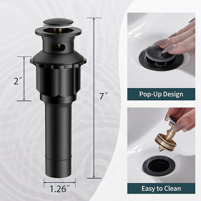 Forious Black Bathroom Sink Faucet Single Handle One Hole Antique Waterfall Bathroom Faucet with Metal Pop Up Drain and Deck Plate for Lavatory Vanity Farmhouse RV