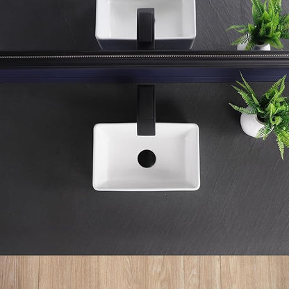 Vessel Sink 15"x9" Rectangular Bathroom Sink Modern White Porcelain Ceramic Above Counter Drop-in Vanity Sink for Bathrooms Art Basin