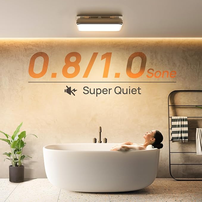 Consciot Bathroom Exhaust Fan with Light, 110/160 CFM Adjustable, 0.8/1.0 Sone, suitable for mounting hole 11.39 x 10.42 inches, Bath Ventilation Fan with 1500Lm LED Light 3CCT Selectable & Nightlight