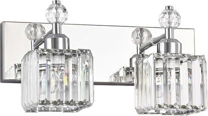 PRESDE Crystal 2 Light Bathroom Vanity Lights Chrom Bathroom Lights Fixtures Over Mirror Modern Bedroom Hallway