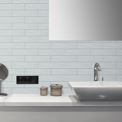 AULIGET 3" x 12" Peel and Stick Backsplash Wall Tiles, PVC Composite Stick on Tiles for Backsplash Kitchen, Bathroom, Laundry Room, Camper, Fireplace (4, Brushed Metal)