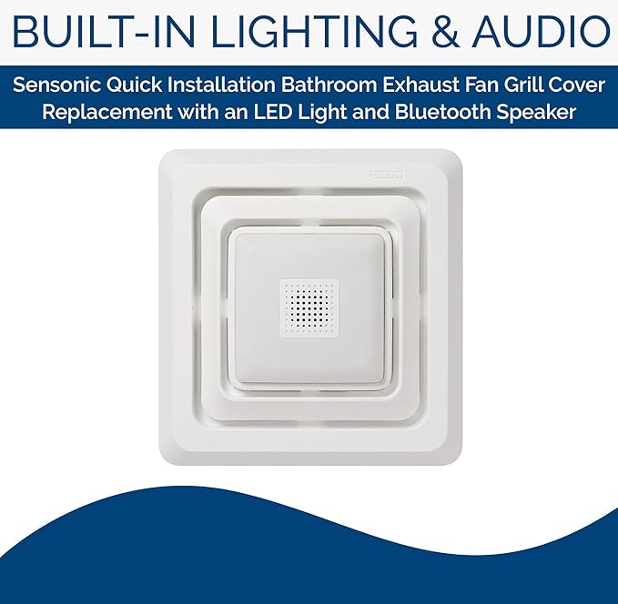 Broan-NuTone FG800SPK Bluetooth Speaker Bathroom Exhaust Grille Cover with LED Light,
