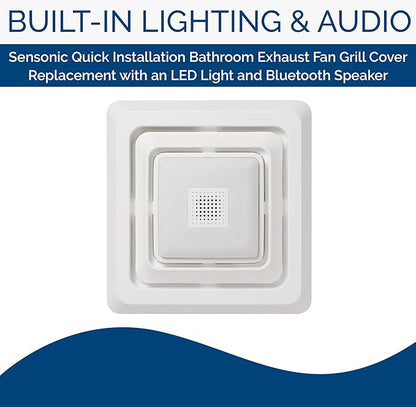 Broan-NuTone FG800SPK Bluetooth Speaker Bathroom Exhaust Grille Cover with LED Light,